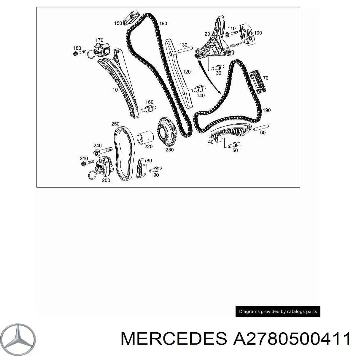 2780501300 Mercedes натягувач ланцюга грм, лівий