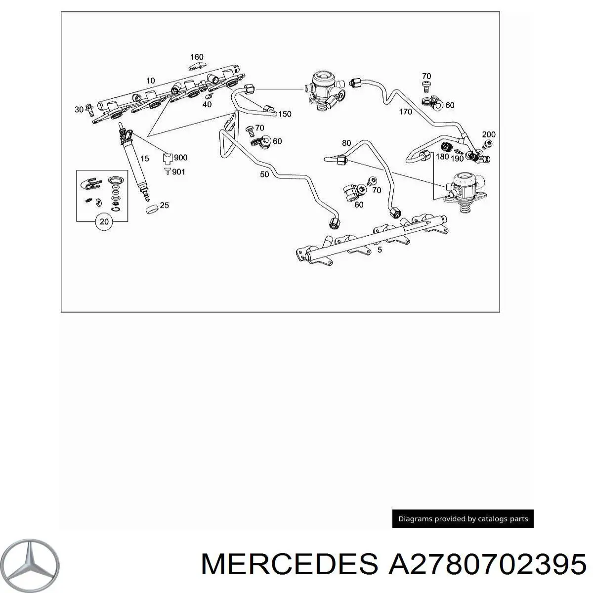 Розподільник палива (рампа) лівий A2780702395 Mercedes