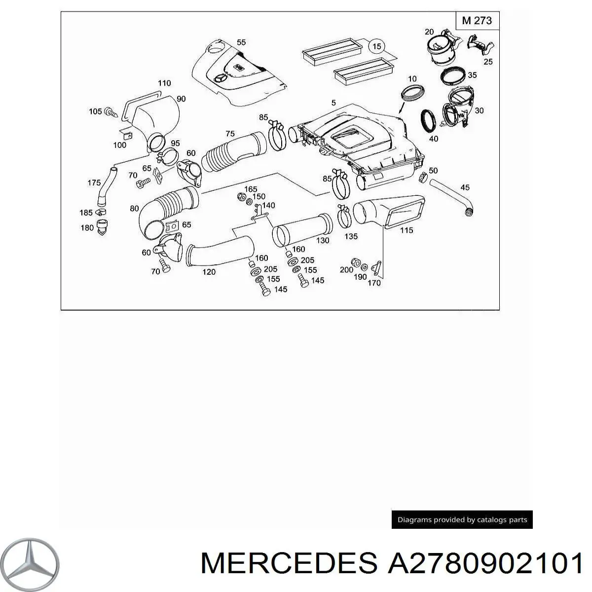 Корпус повітряного фільтра, лівий Mercedes A2780900301 ціна, від 153.29 USD