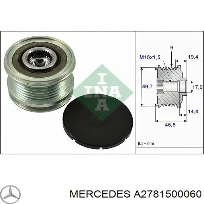A2781500060 Mercedes шків генератора