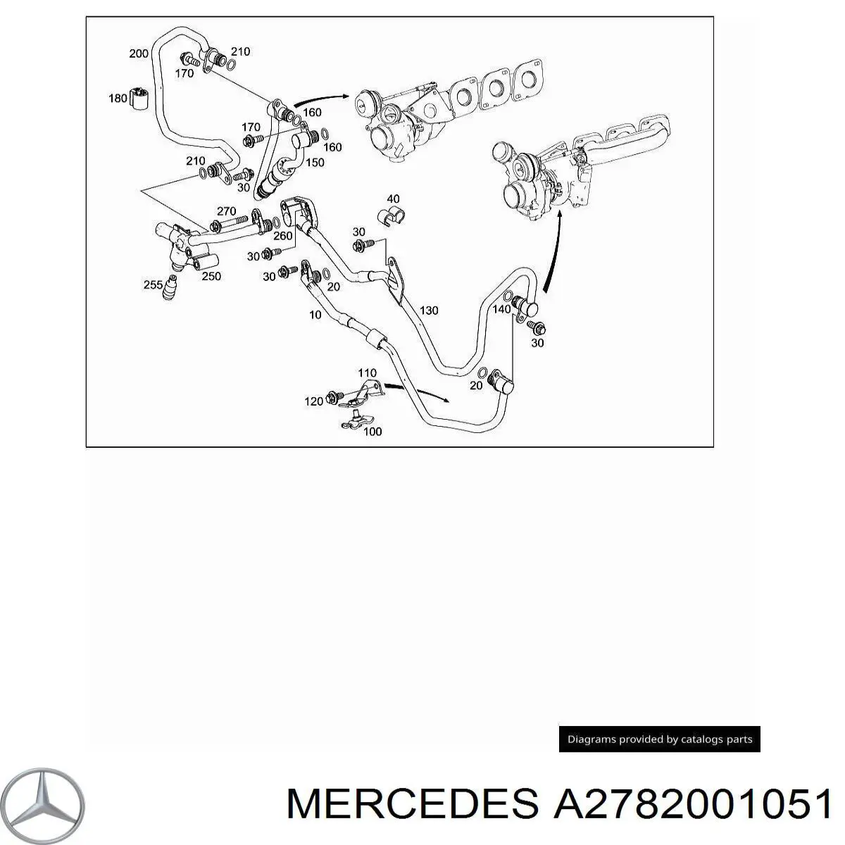 A2782001951 Mercedes Шланг/патрубок рідинного охолодження турбіни, подача