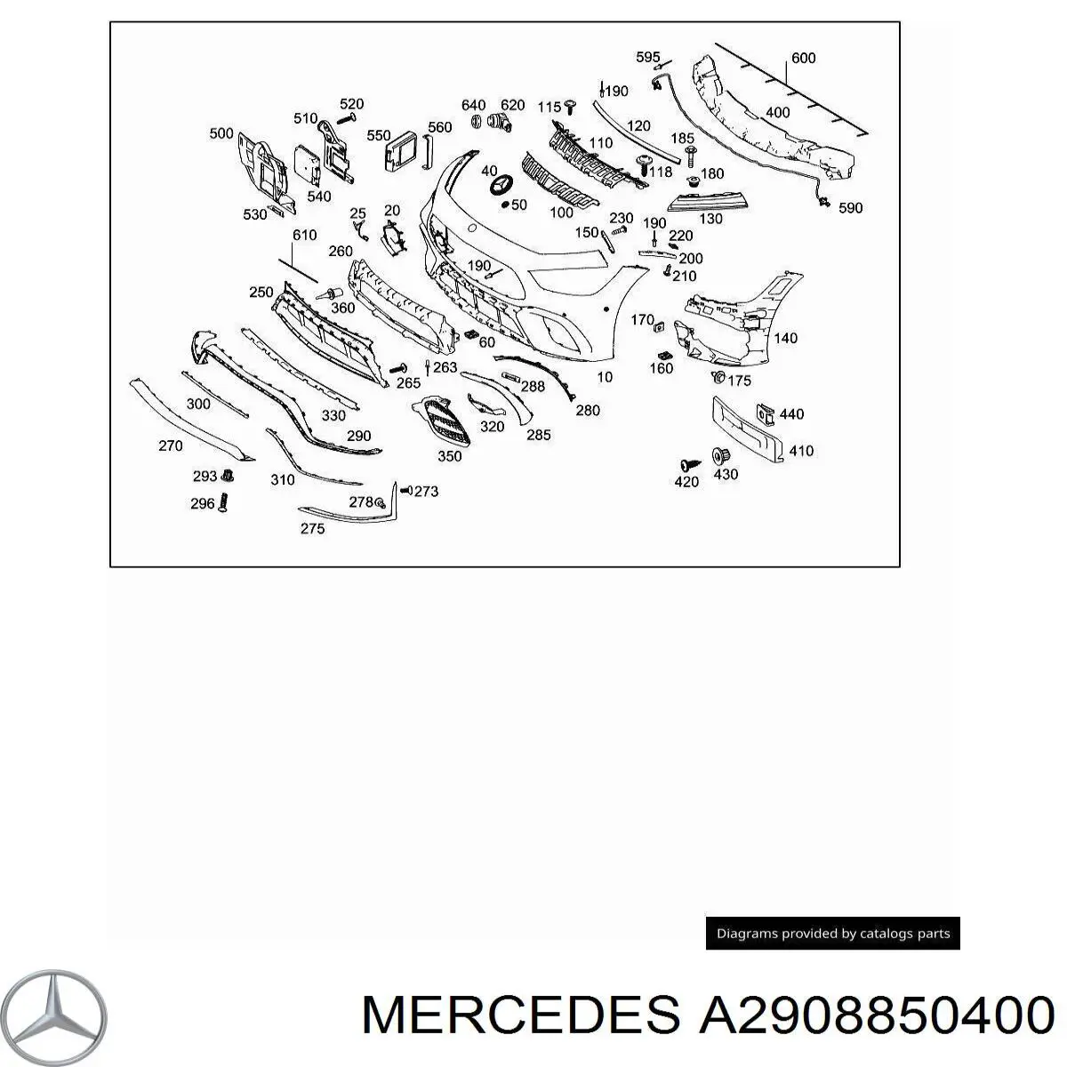 A2908850400 Mercedes Кронштейн бампера переднього, правий