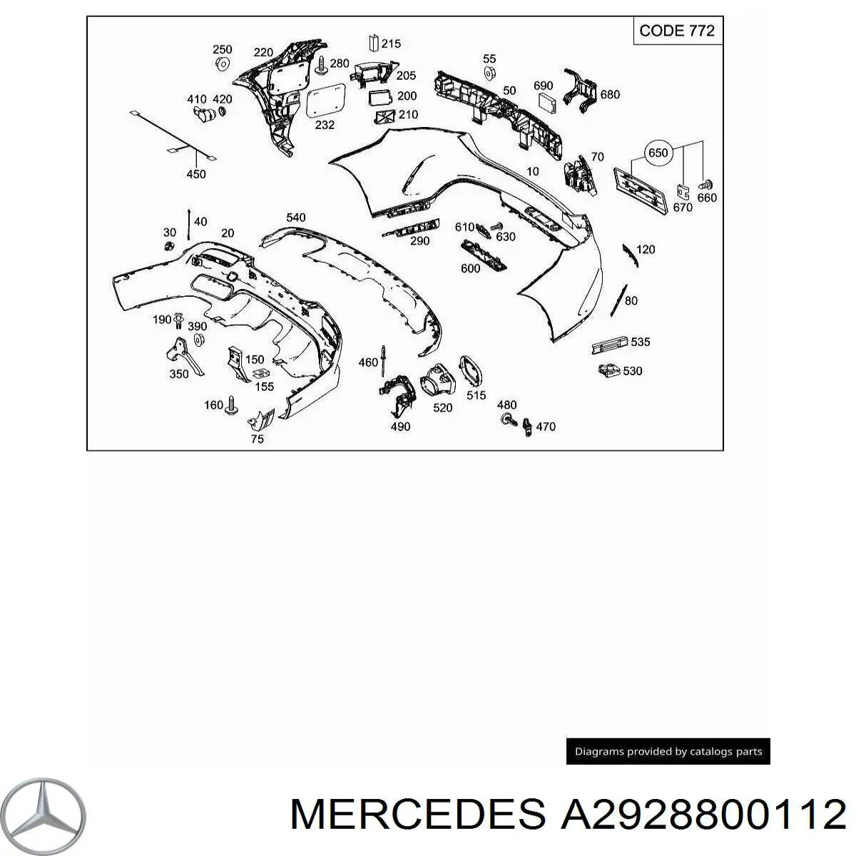 A2928800112 Mercedes Кронштейн бампера заднього, зовнішній лівий