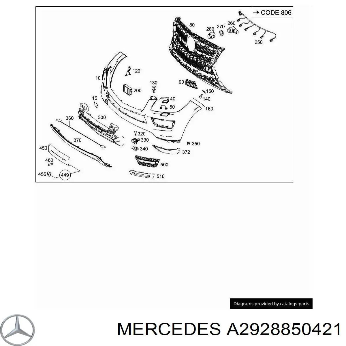  Mercedes A2928850421 ціна, від 164.70 USD