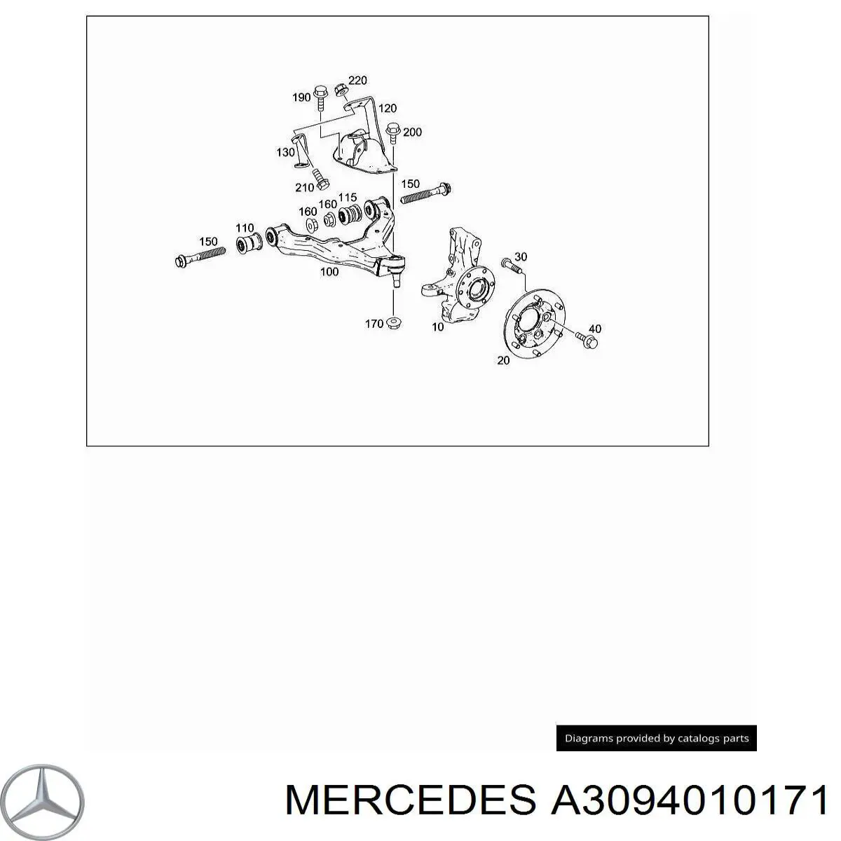 Шпилька колісна, передня A3094010171 Mercedes