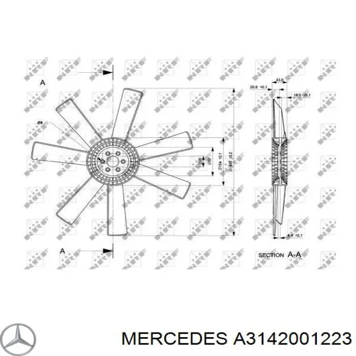 Купити A3142001223 Mercedes Вентилятор/крильчатка радіатора охолодження