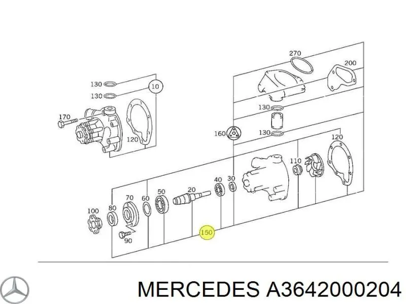 Купити A3642000204 Mercedes Ремкомплект помпи води