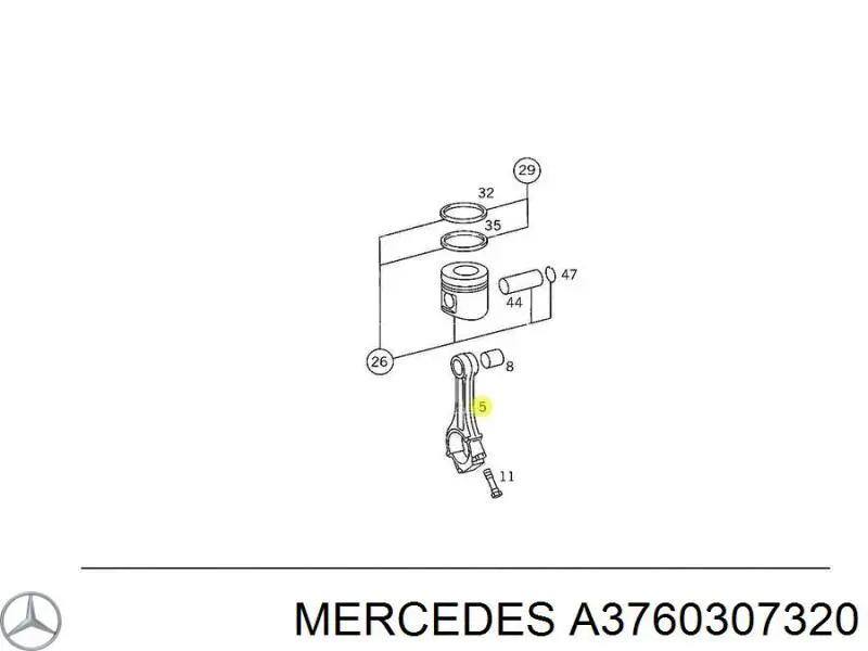 Шатун поршня двигуна Mercedes A3660303620