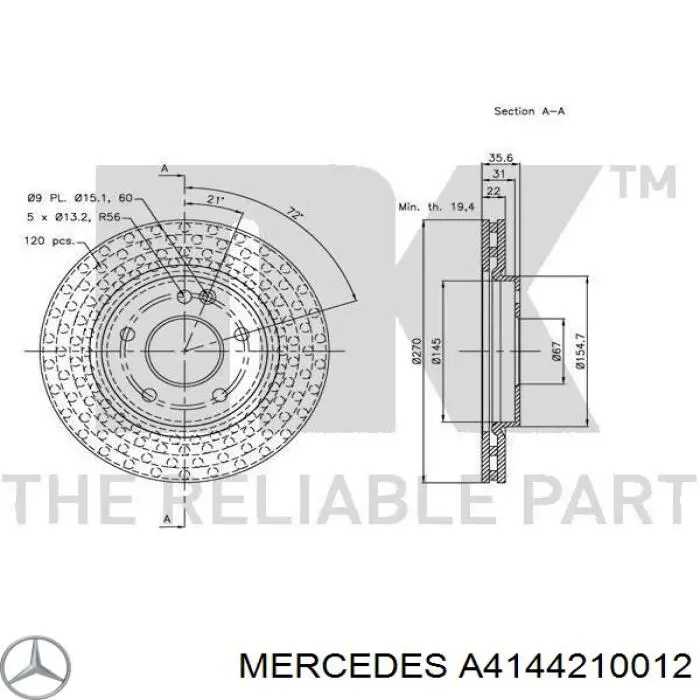 A4144210012 Mercedes Гальмо дискове переднє
