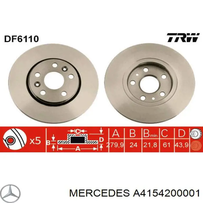 A4154200001 Mercedes Гальмо дискове переднє