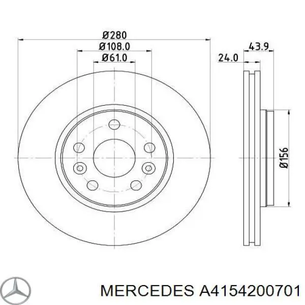 Диск переднього гальма Mercedes A4154200701 ціна, від 40.33 USD