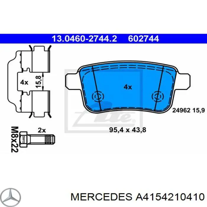 Задні гальмівні колодки Mercedes A4154210410 ціна, від 18.22 USD