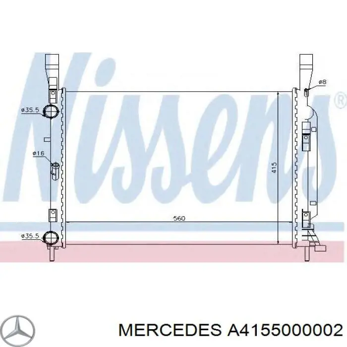 A4155000002 Mercedes Радіатор охолодження двигуна
