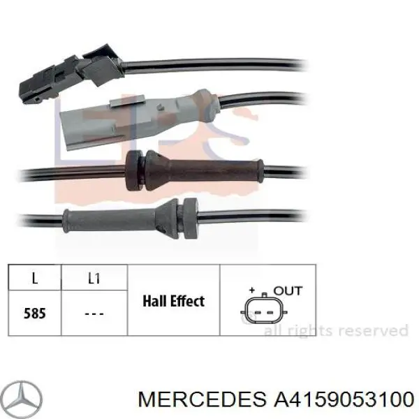 A4159053100 Mercedes датчик абс (abs задній, лівий)