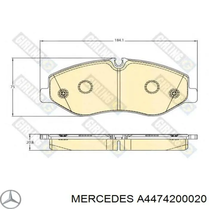 A4474200020 Mercedes Передні гальмівні колодки