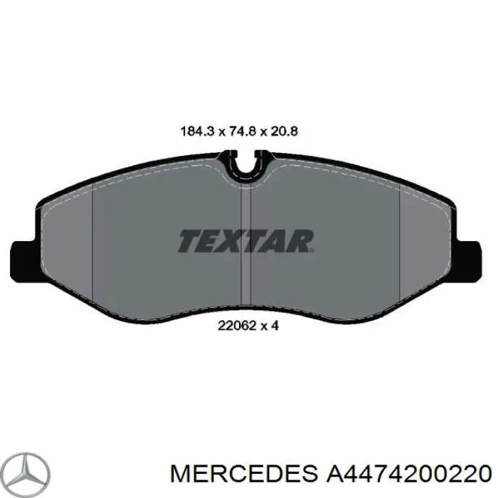 Купити A4474200220 Mercedes Колодки гальмівні передні, дискові