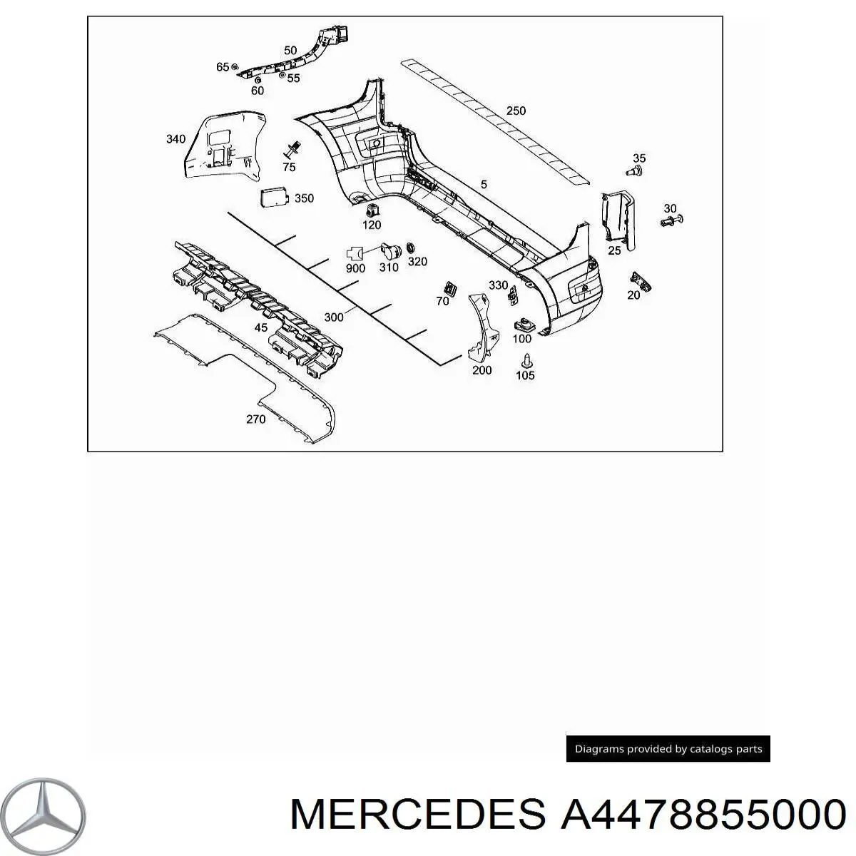 A4478855000 Mercedes Кронштейн бампера заднього, правий