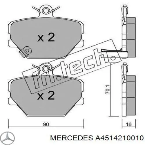 Колодки гальмівні передні, дискові A4514210010 Mercedes