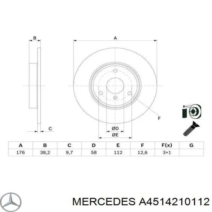 A4514210112 Mercedes диск гальмівний передній