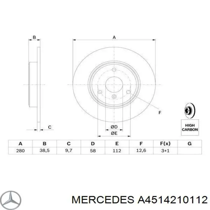 Диск переднього гальма Mercedes A4514210112 ціна, від 32.47 USD