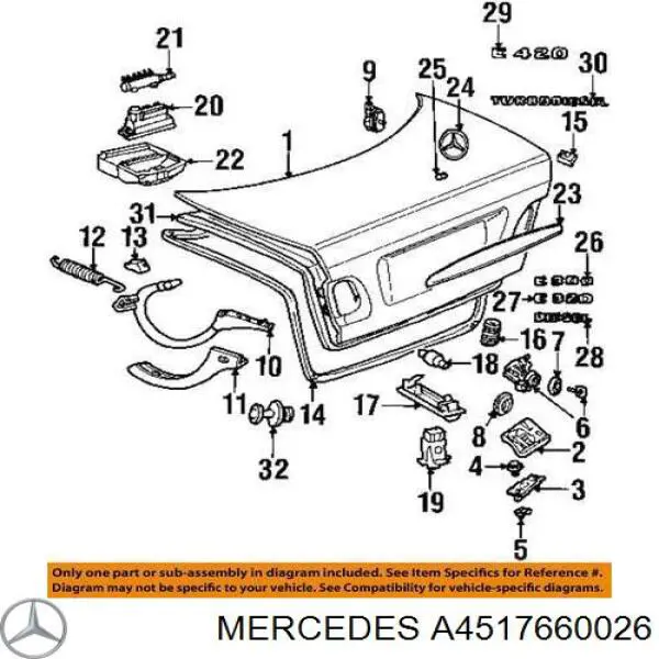 Замок дверей багажника Mercedes A4517660026 ціна, від 63.77 USD