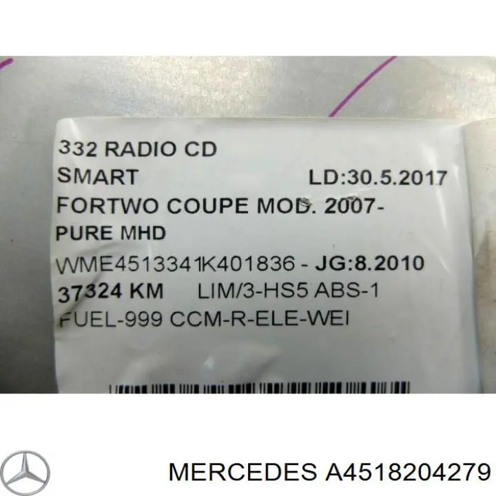 A4518202879 Mercedes Магнітола (радіо AM/FM)