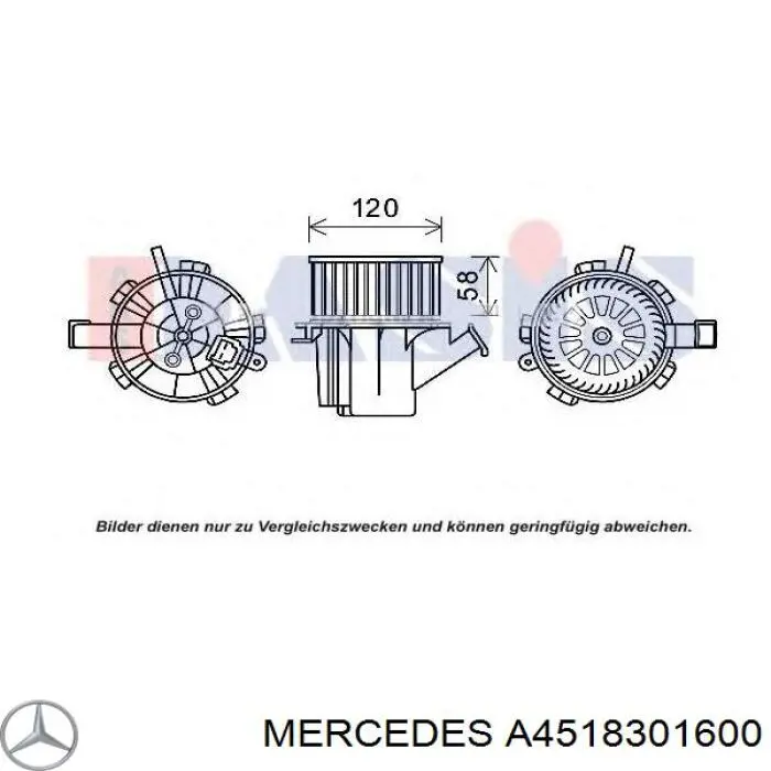 Двигун вентилятора пічки (обігрівача салону) A4518301600 Mercedes