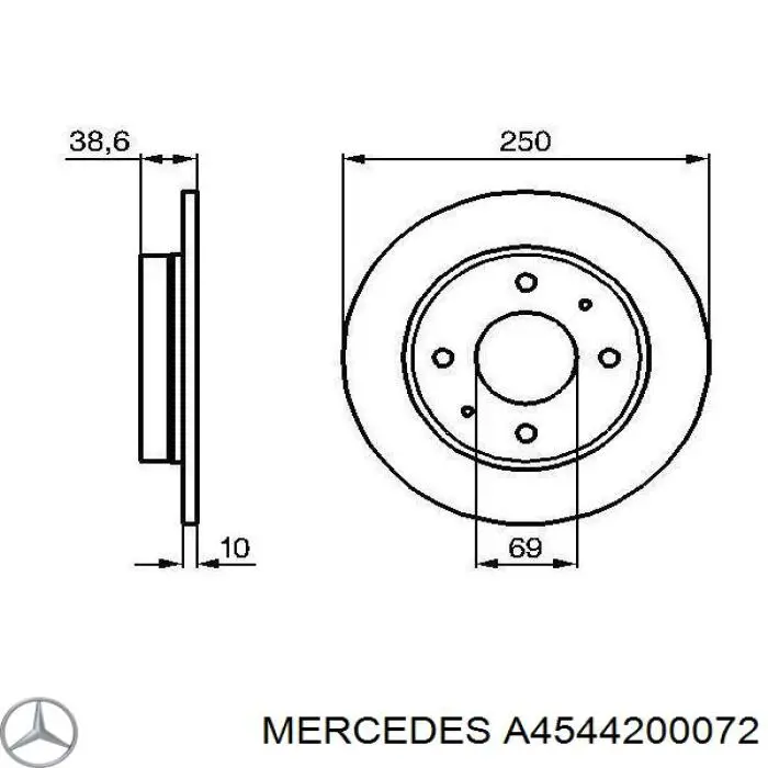 Купити A4544200072 Mercedes Диск заднього гальма