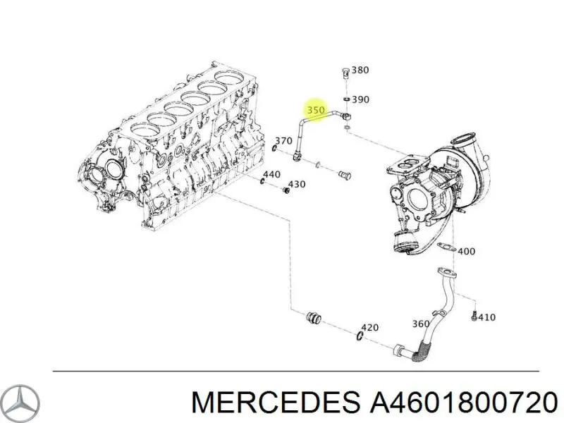 Трубка/шланг подачі масла до турбіни Mercedes A4601800720 ціна, від 41.80 USD