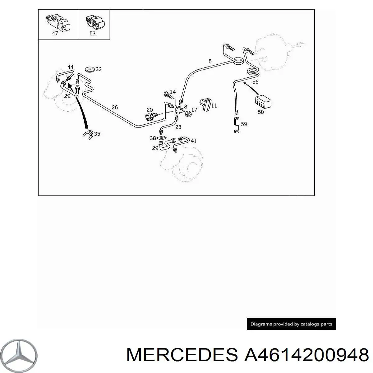 A4614200948 Mercedes шланг гальмівний передній
