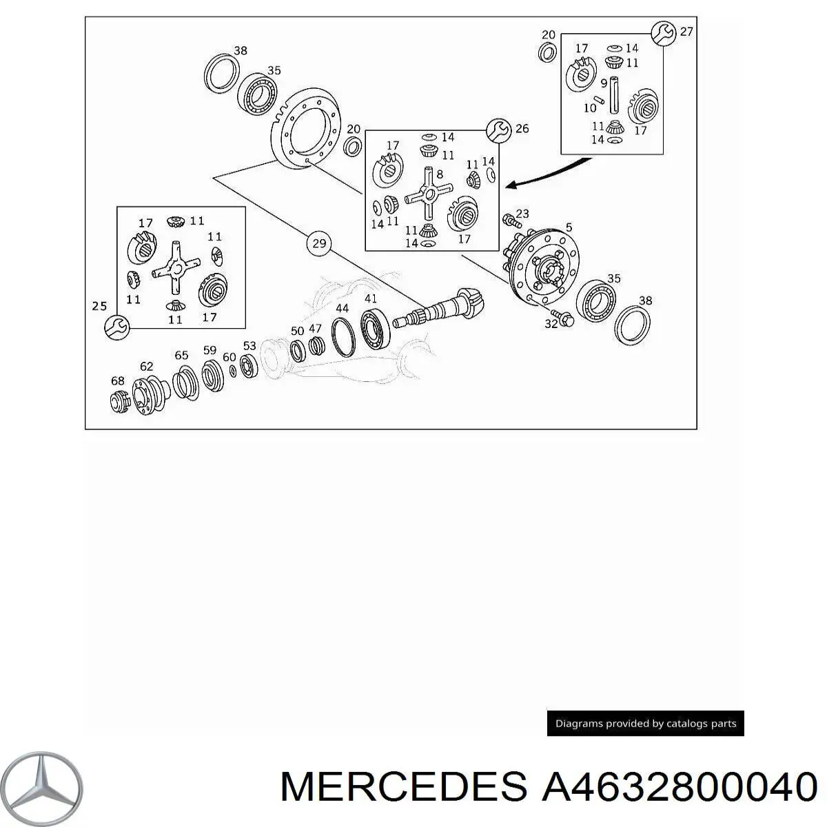 Ремкомплект диференціалу заднього моста Mercedes A4632800040 ціна, від 103.36 USD