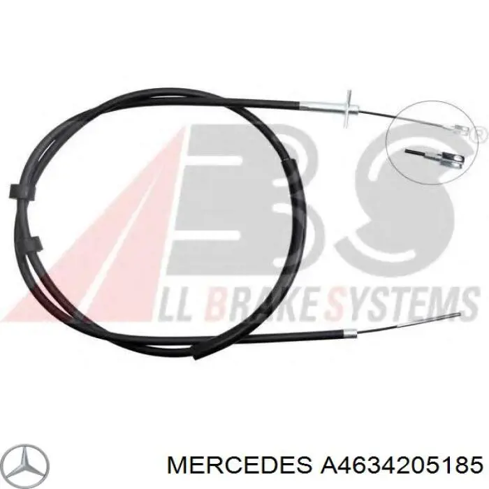 Трос стоянкового гальма задній лівий Mercedes A4634205185 ціна, від 30.56 USD