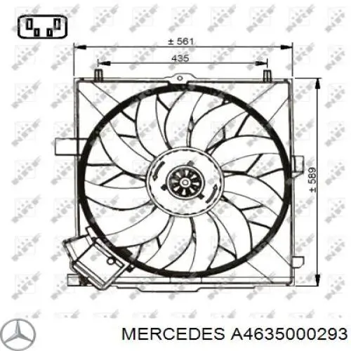 A4635000293 Mercedes дифузор радіатора охолодження, в зборі з двигуном і крильчаткою