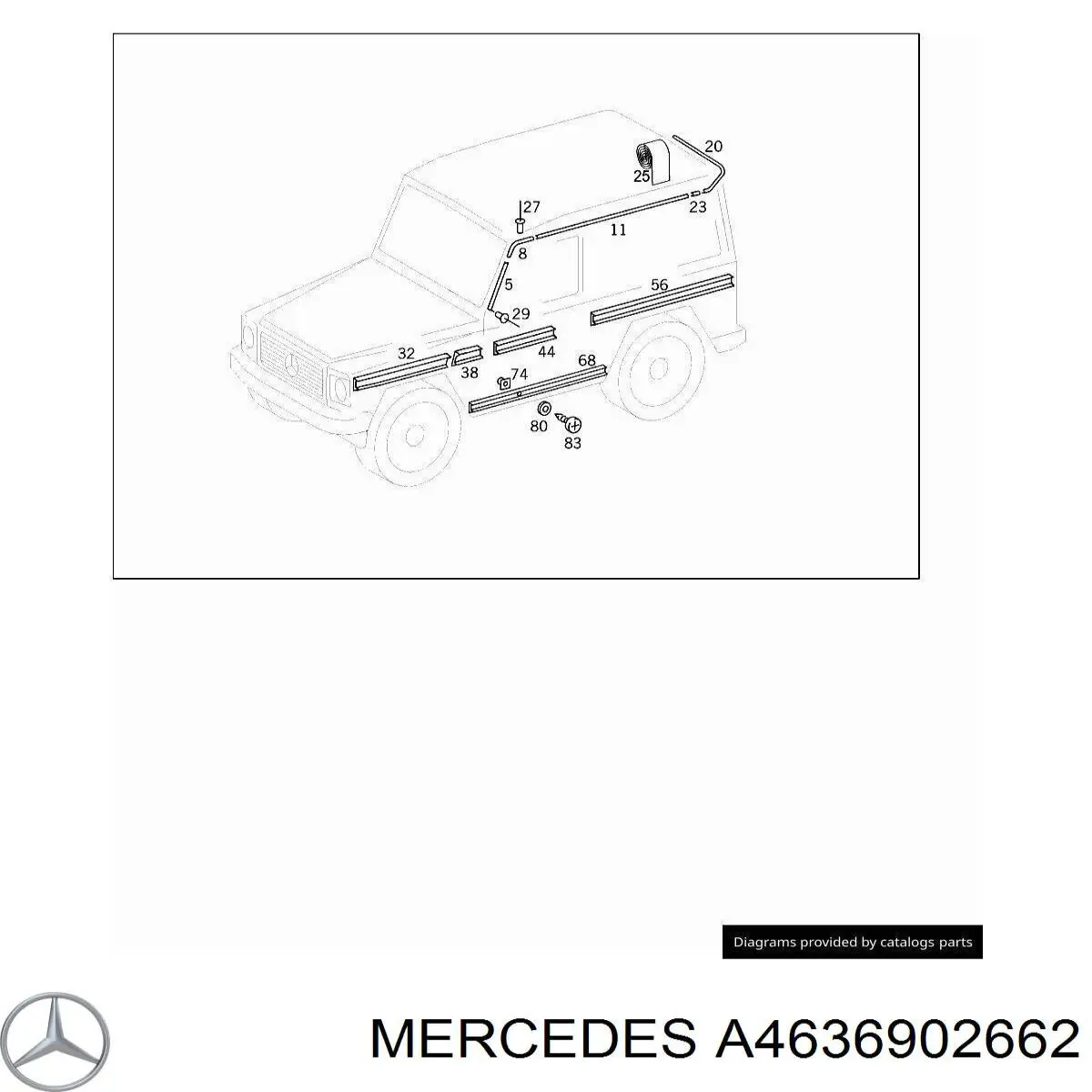 4636902662 Mercedes накладка зовнішня (молдинг порога, лівий)