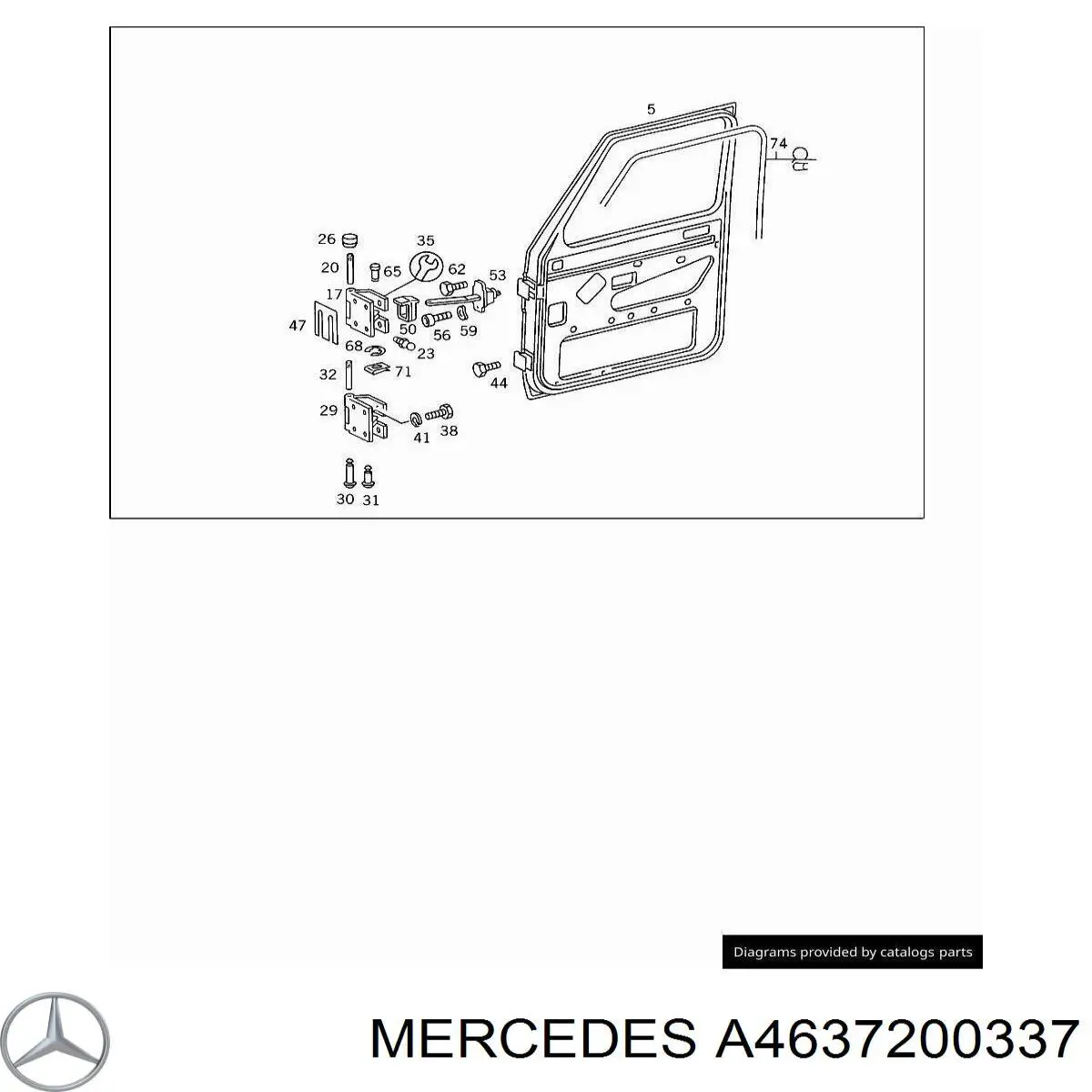 Купити A4637200337 Mercedes Дверний шарнір задній правий