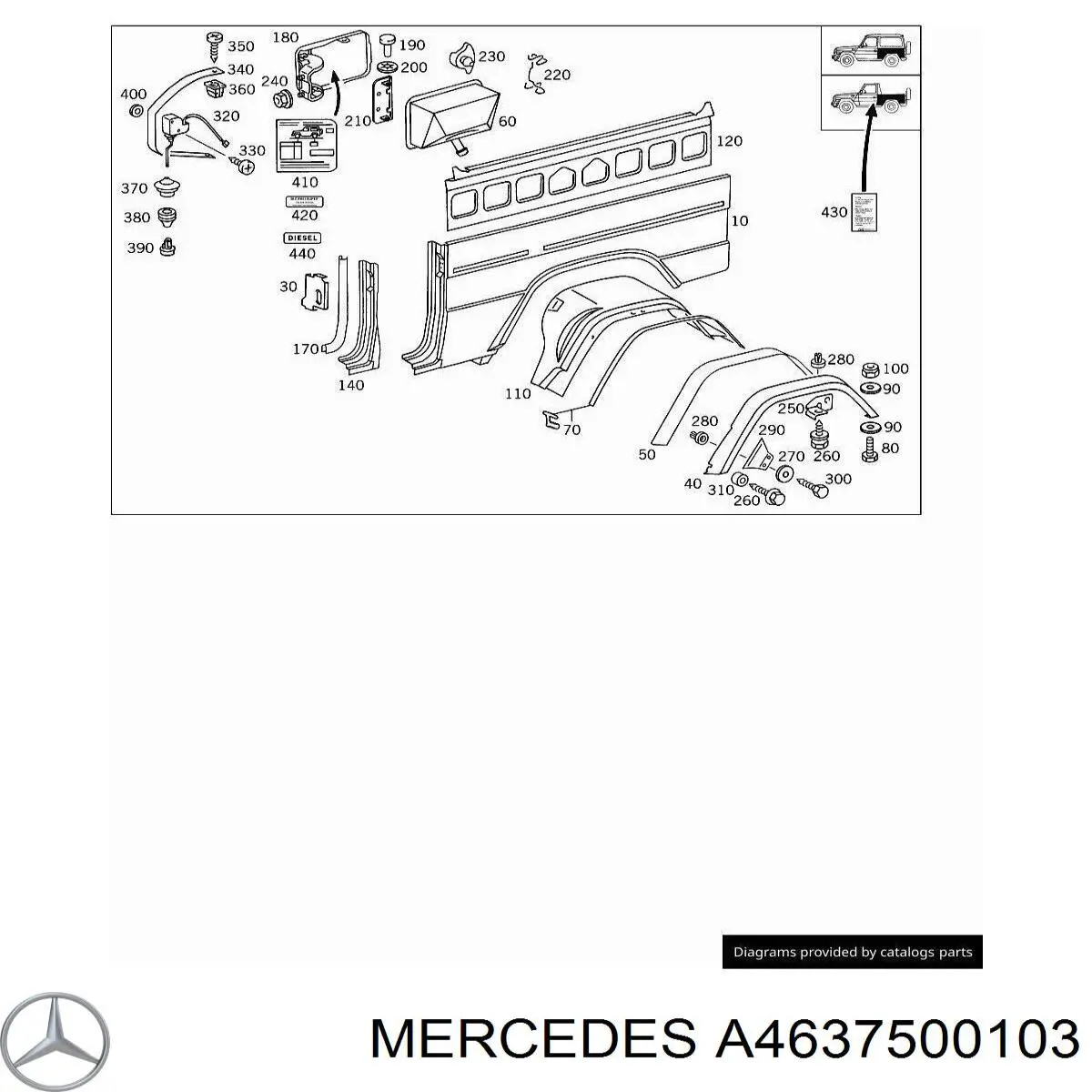 A4637500103 Mercedes Дверцята бензобака