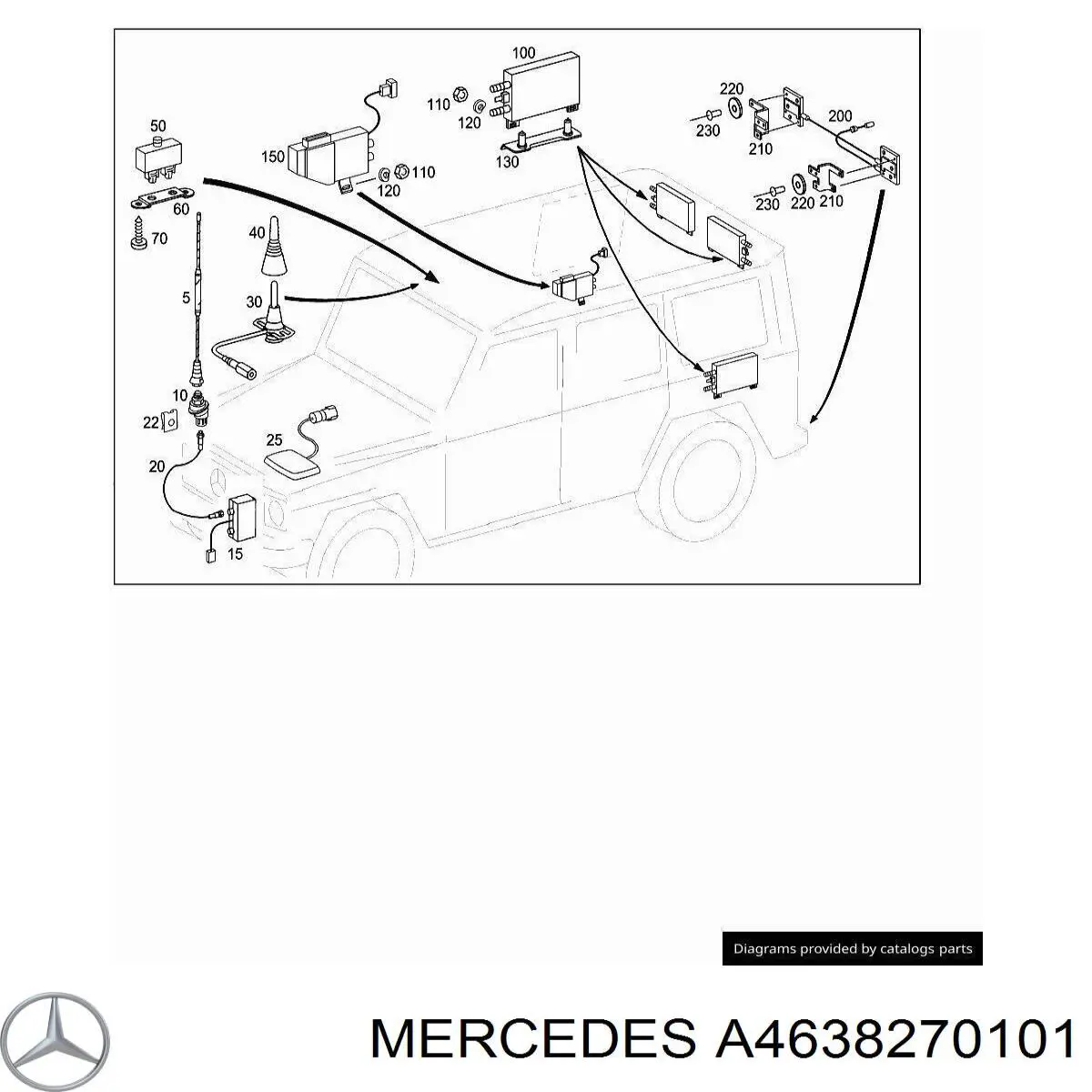 Антена Mercedes A4638270101 ціна, від 642.21 USD