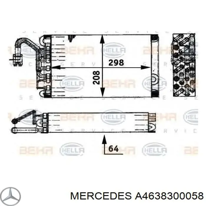 Випаровувач кондиціонера Mercedes A4638300058 ціна, від 150.45 USD