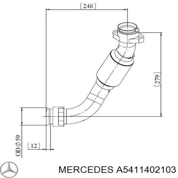 Труба приймальна (штани) глушника, передня Mercedes A5411402103 ціна, від 136.26 USD