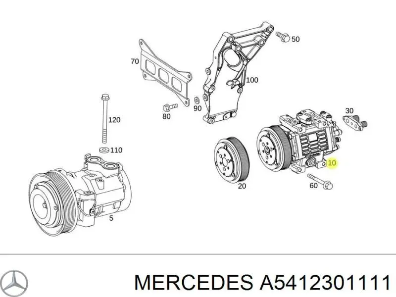 Компресор системи кондиціювання Mercedes A5412301111 ціна, від 283.21 USD