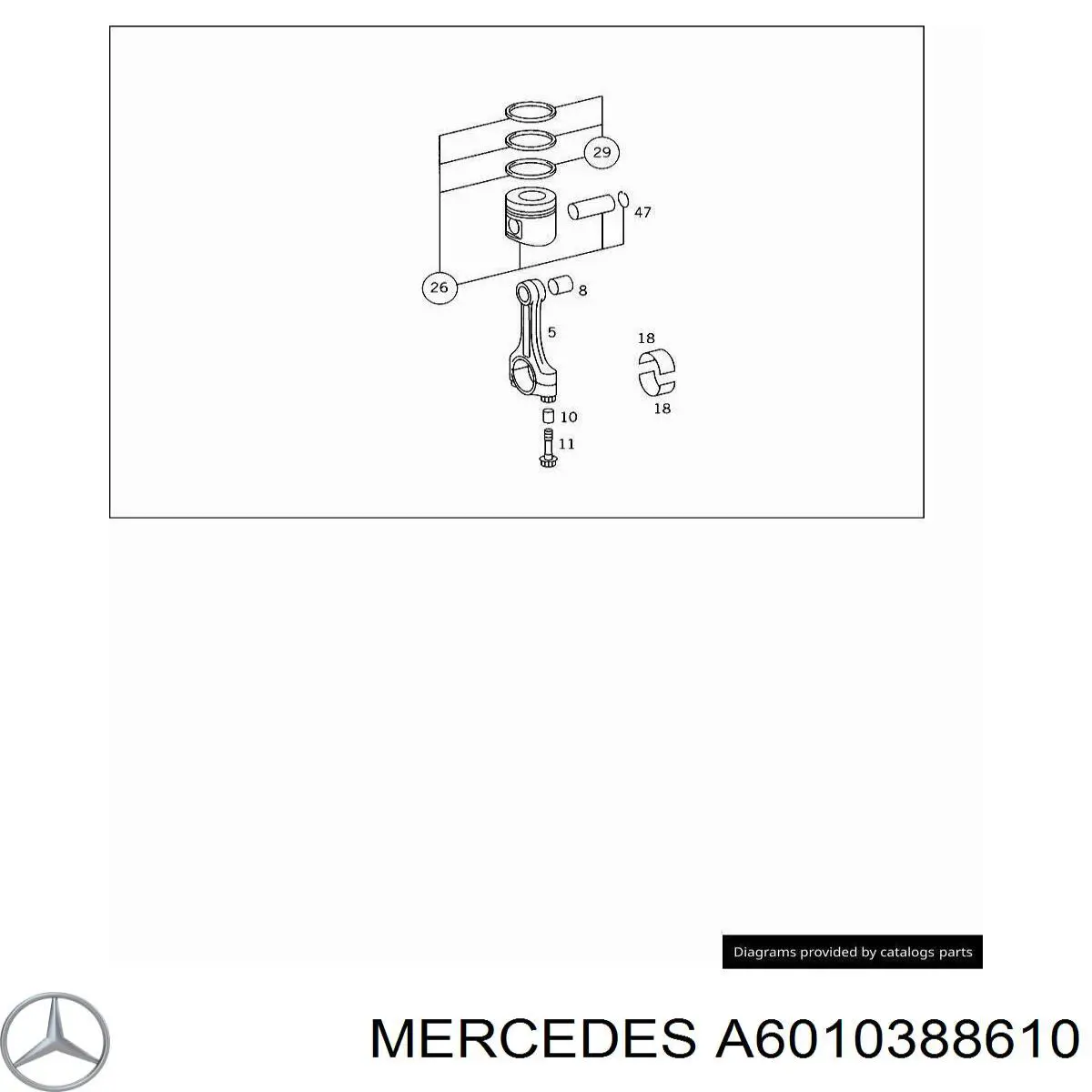 Купити A6010388610 Mercedes Вкладиші колінвала, шатунні, комплект, 1-й ремонт (+0,25)