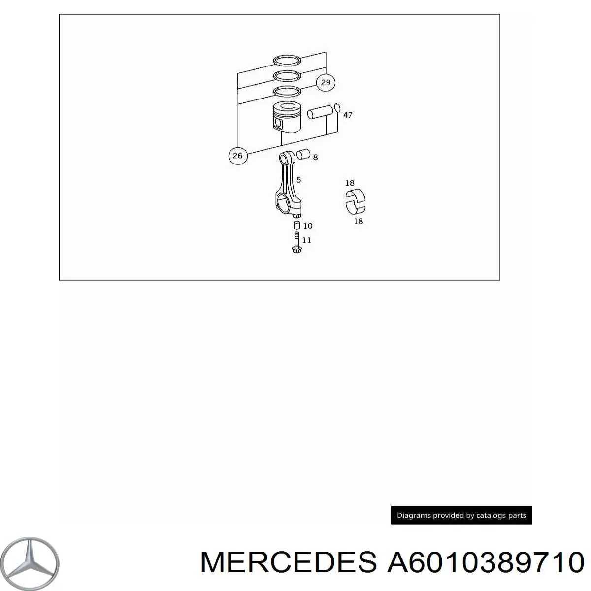 A6010389710 Mercedes вкладиші колінвала, шатунні, комплект, стандарт (std)