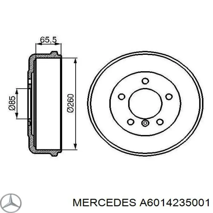 Барабан гальмівний задній Mercedes A6014235001 ціна, від 45.13 USD