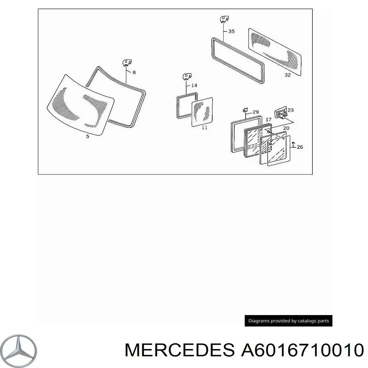 A601671011064 Mercedes "стекло mercedes 207 / 307 van 1977-96 5419acl "