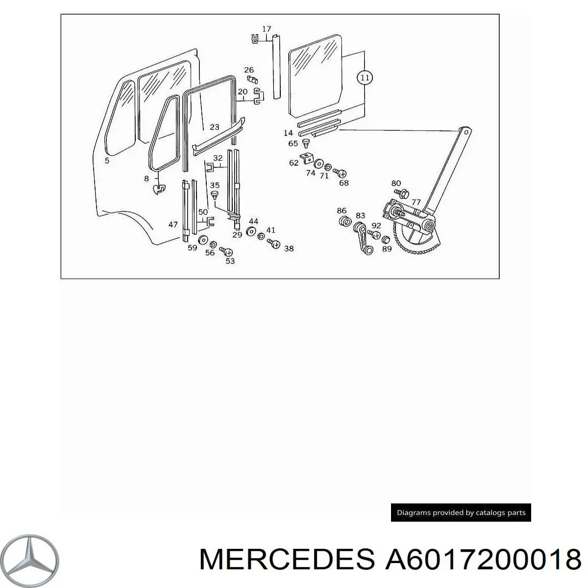A6017200018 Mercedes скло передніх дверей, лівою