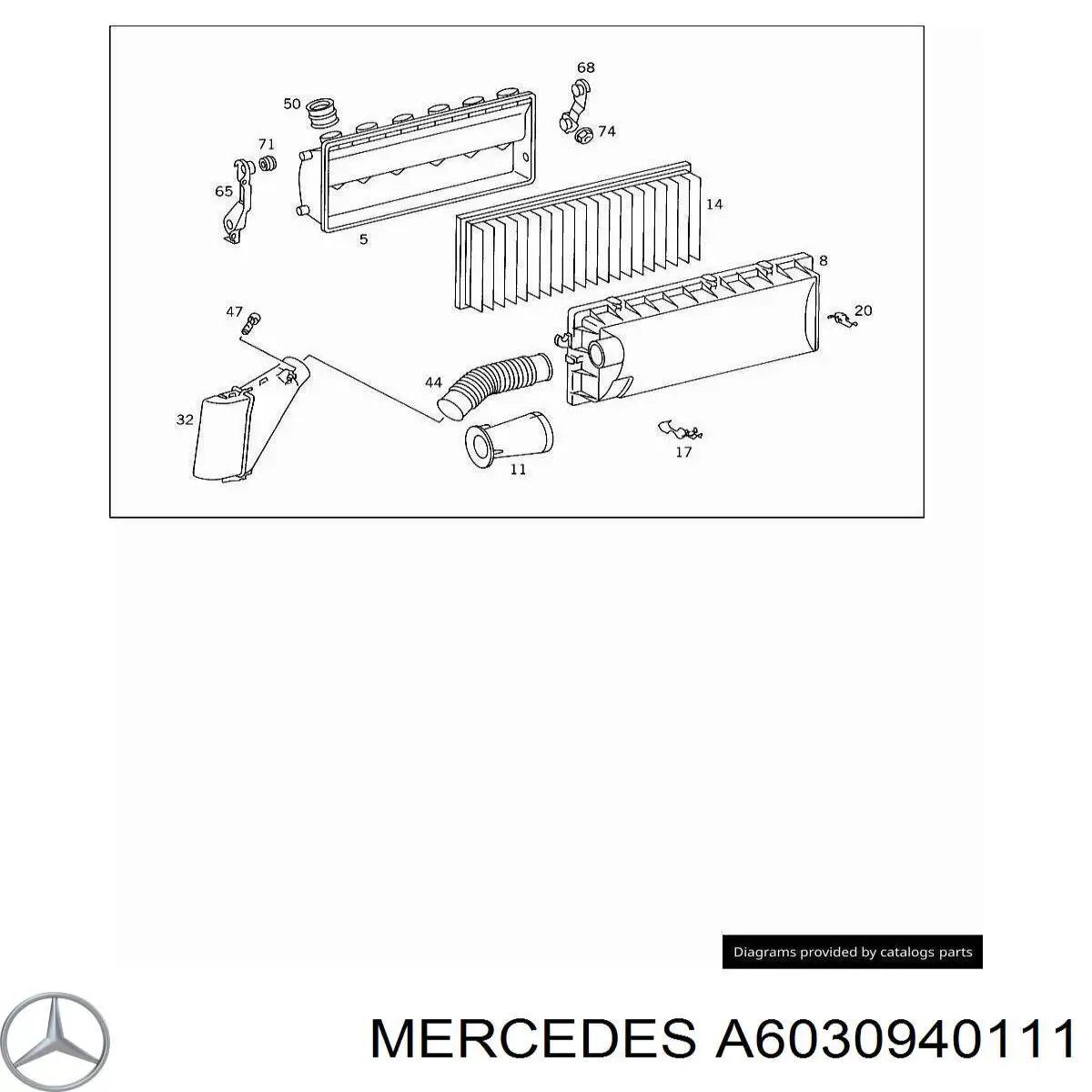 A6030940111 Mercedes Повітрозабірник повітряного фільтра