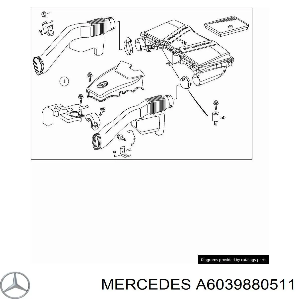Кронштейн повітряного фільтра Mercedes A6039880511 ціна, від 1.81 USD