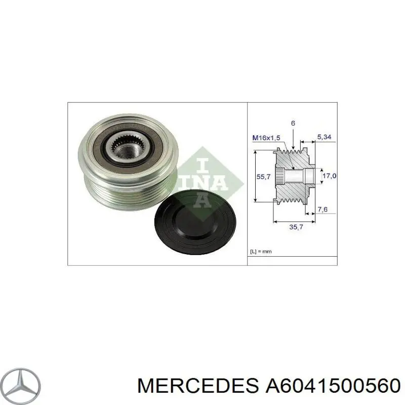 Купити A6041500560 Mercedes Шків генератора