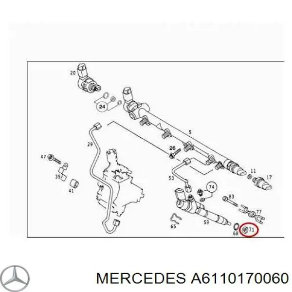 A6110170060 Mercedes кільце форсунки інжектора, посадочне