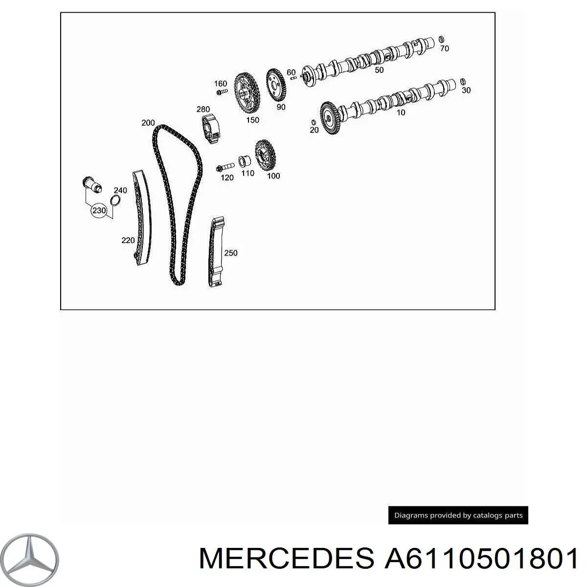 Розподільний вал двигуна випускний A6110501801 Mercedes